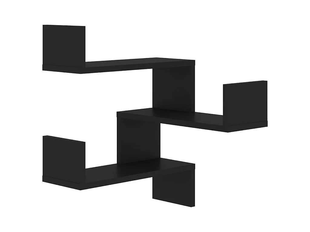 Estantes de canto p/ parede 2 pcs derivados de madeira preto PT747822