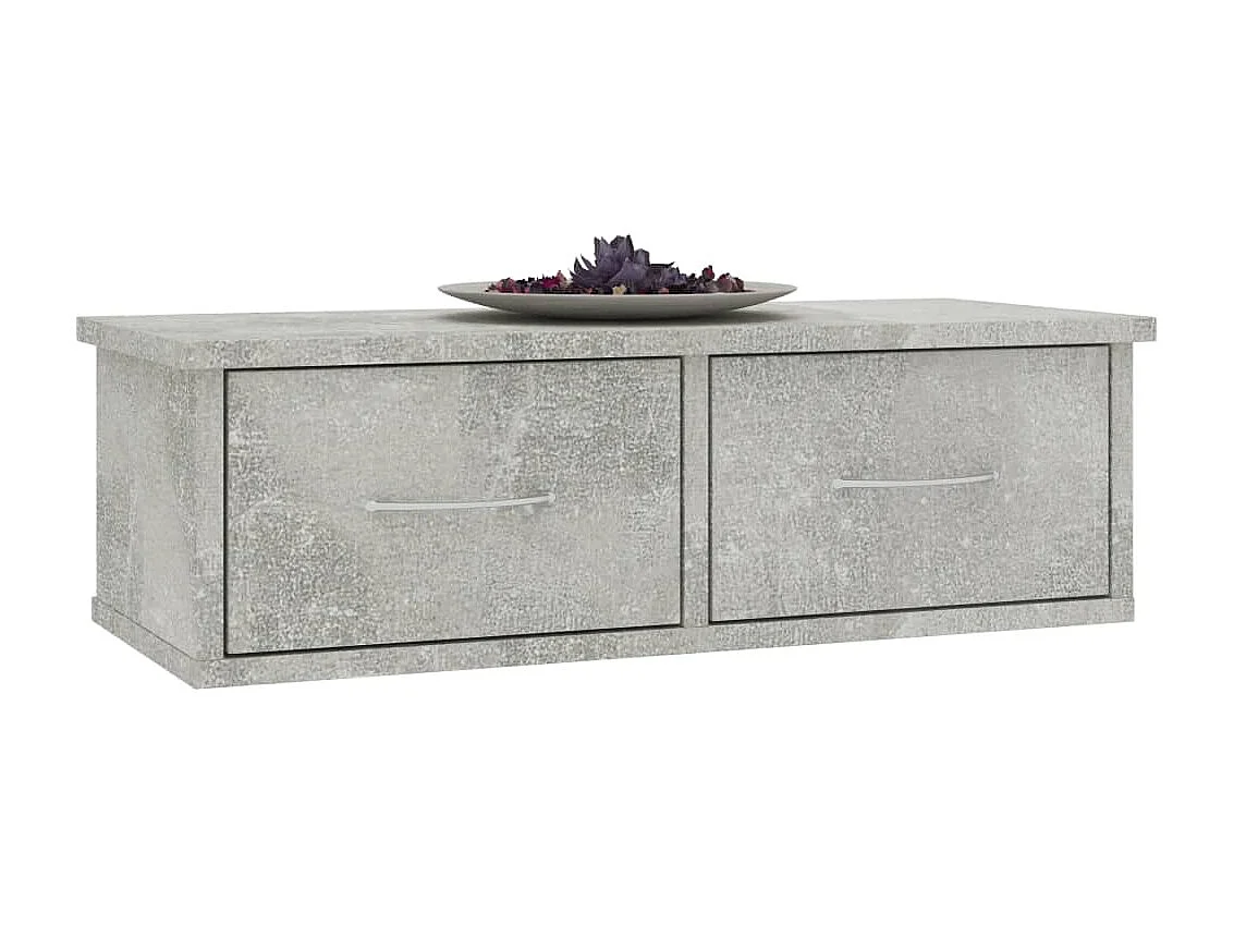 Étagère murale avec tiroirs Gris béton 60x26x18,5 cm Aggloméré OFR62527 BonneVie Meuble