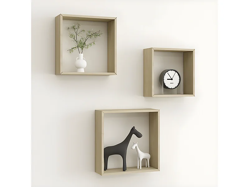 Étagères murales sous forme de cube 3 pcs Chêne sonoma OFR44442 BonneVie Meuble