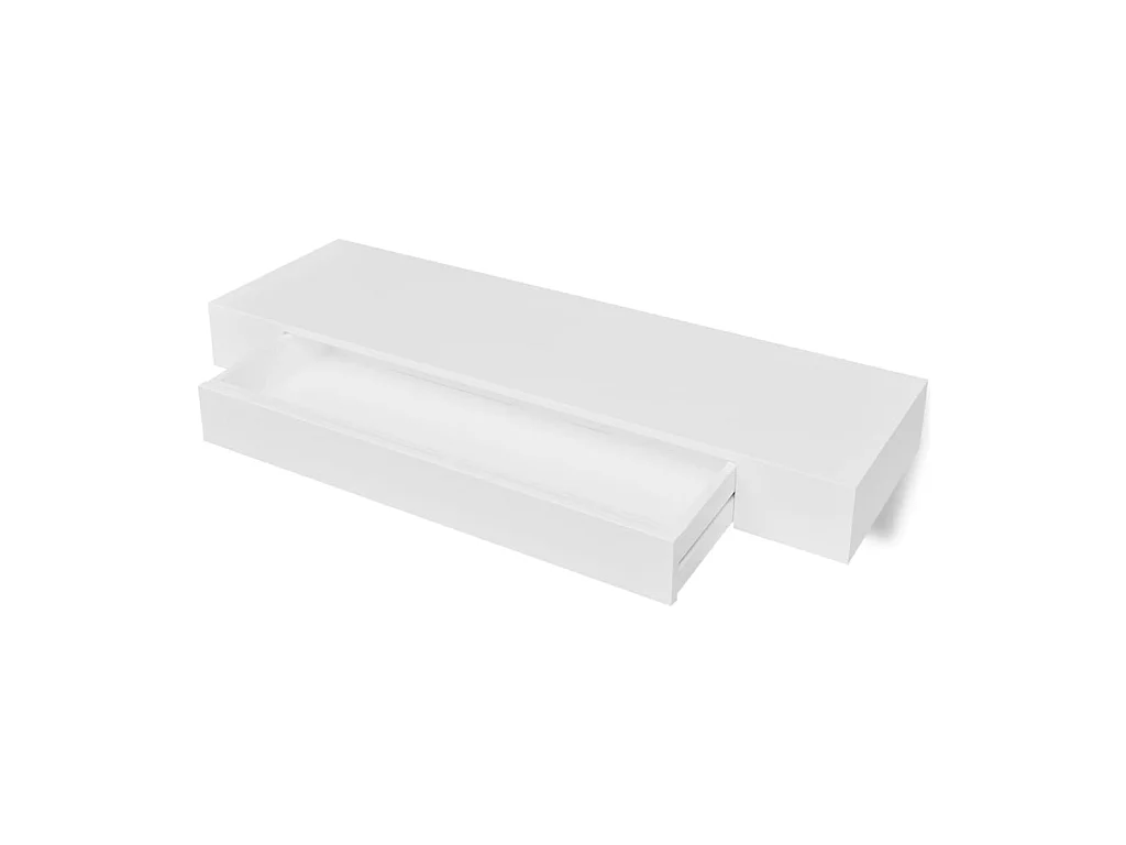Étagère murale avec 1 tiroir MDF Blanc Rangement de livres/DVD OFR94621 BonneVie Meuble