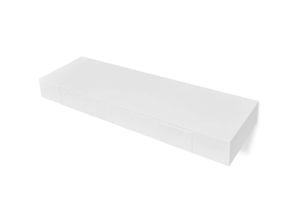 Prateleira de parede c/ 1 gaveta para livros/DVD MDF branco PT781284