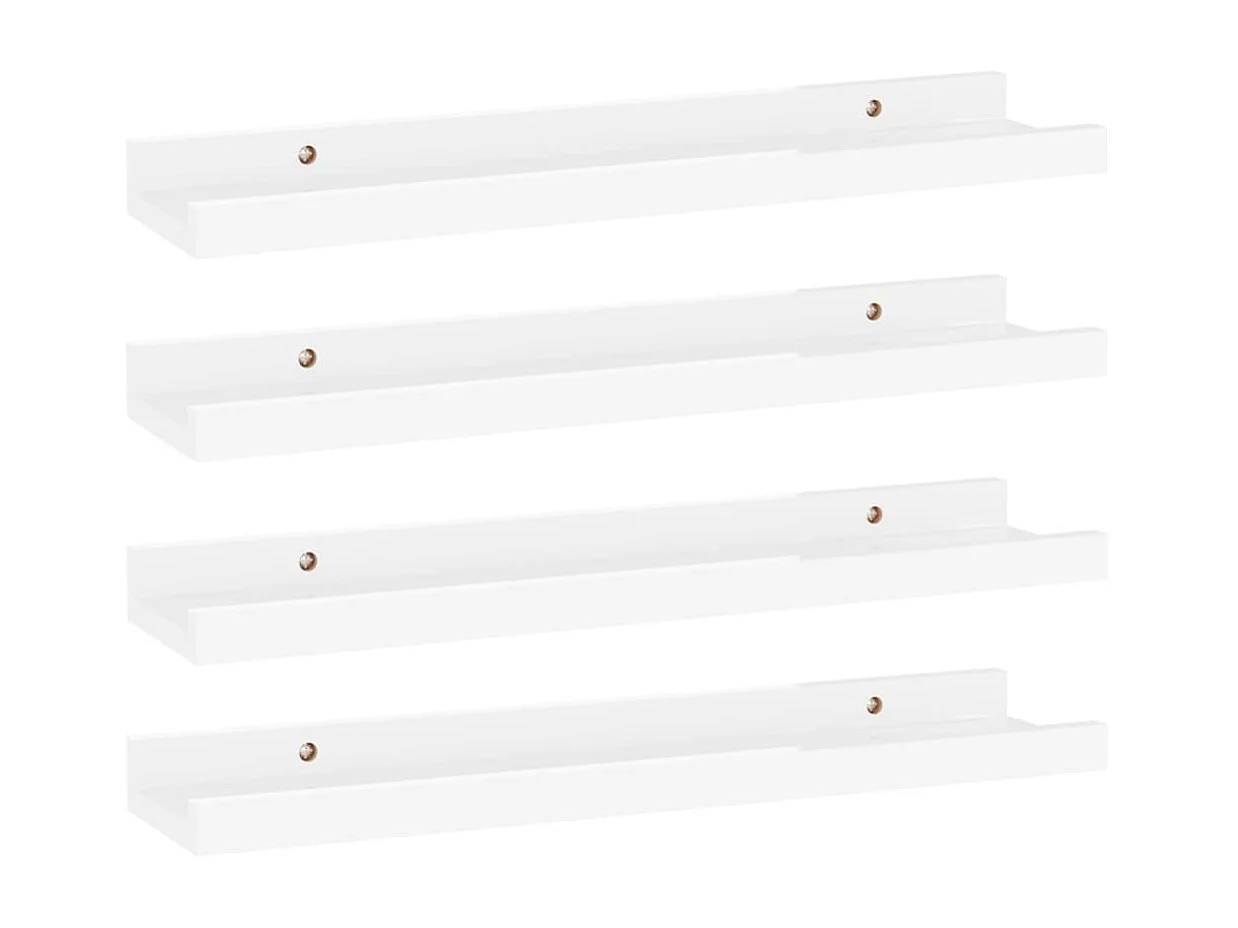 Étagères murales 4 pcs Blanc brillant 40x9x3 cm OFR88414 BonneVie Meuble