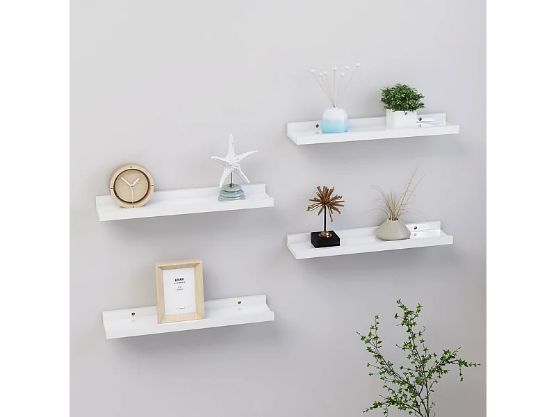 Prateleiras de parede 4 pcs 40x9x3 cm branco brilhante PT143226