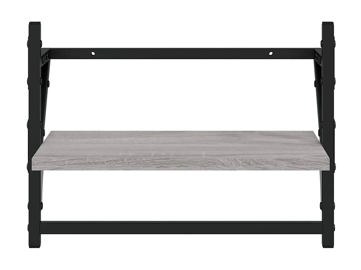Étagères murales avec barres 2 pcs sonoma gris 40x25x30 cm OFR66266 BonneVie Meuble
