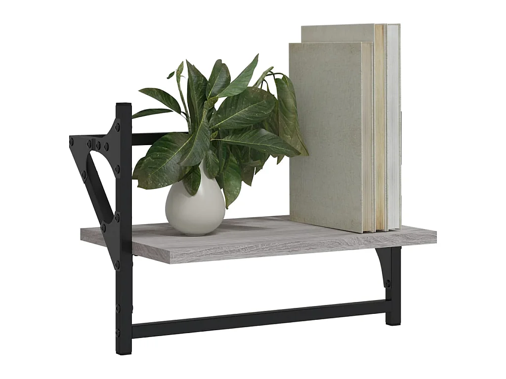 Étagères murales avec barres 2 pcs sonoma gris 40x25x30 cm OFR66266 BonneVie Meuble