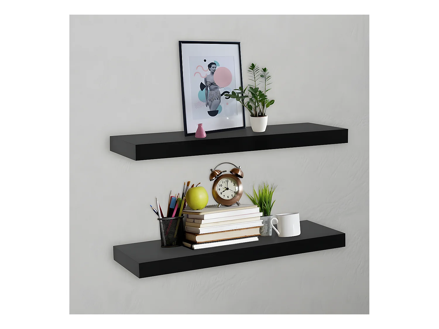 Étagères murales murales 2 pcs Noir 60x20x3,8 cm OFR13653 BonneVie Meuble