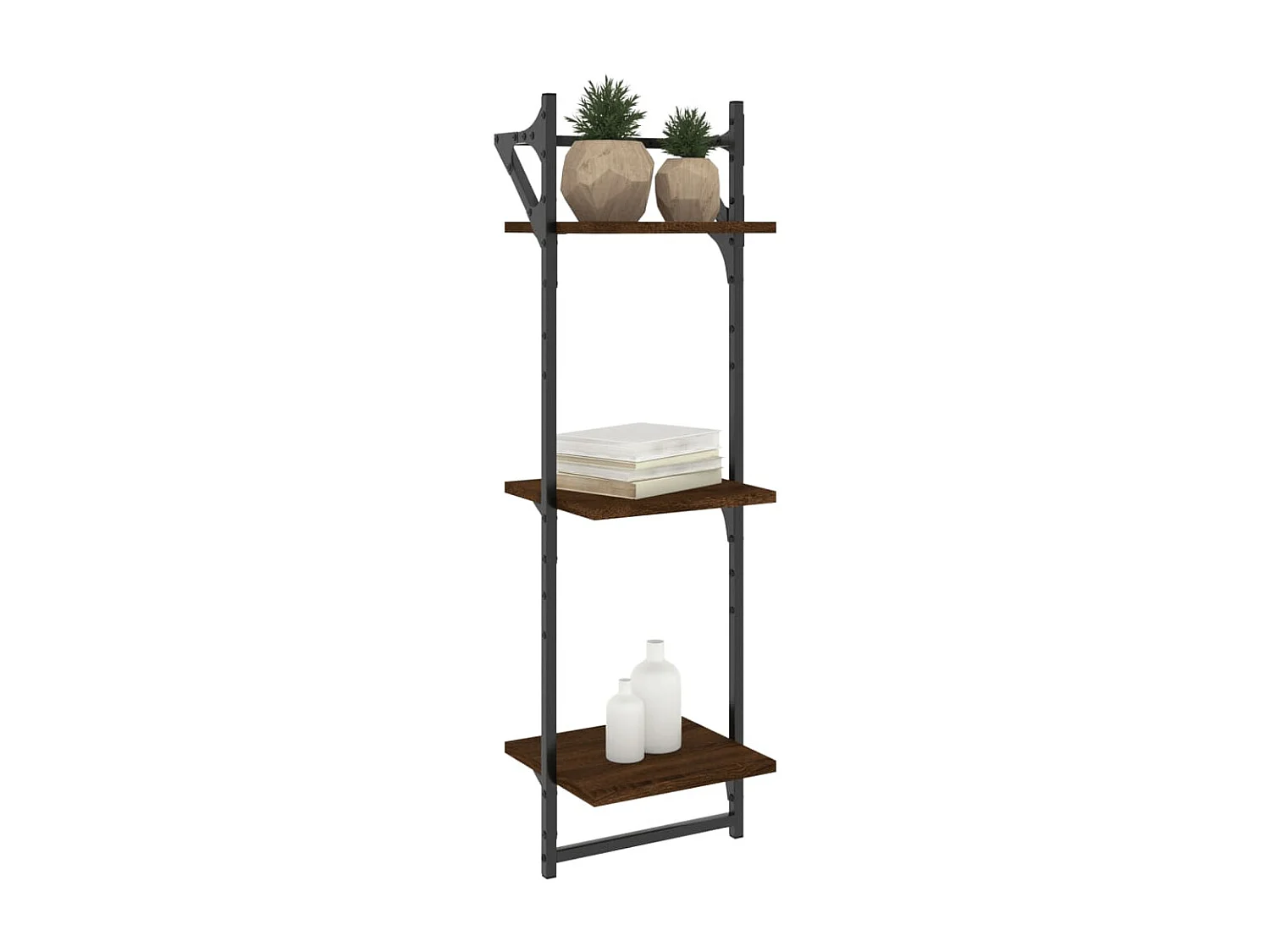 Wandschappen 3-laags met stangen 2 st 30x25x100 cm bruineiken NL145689