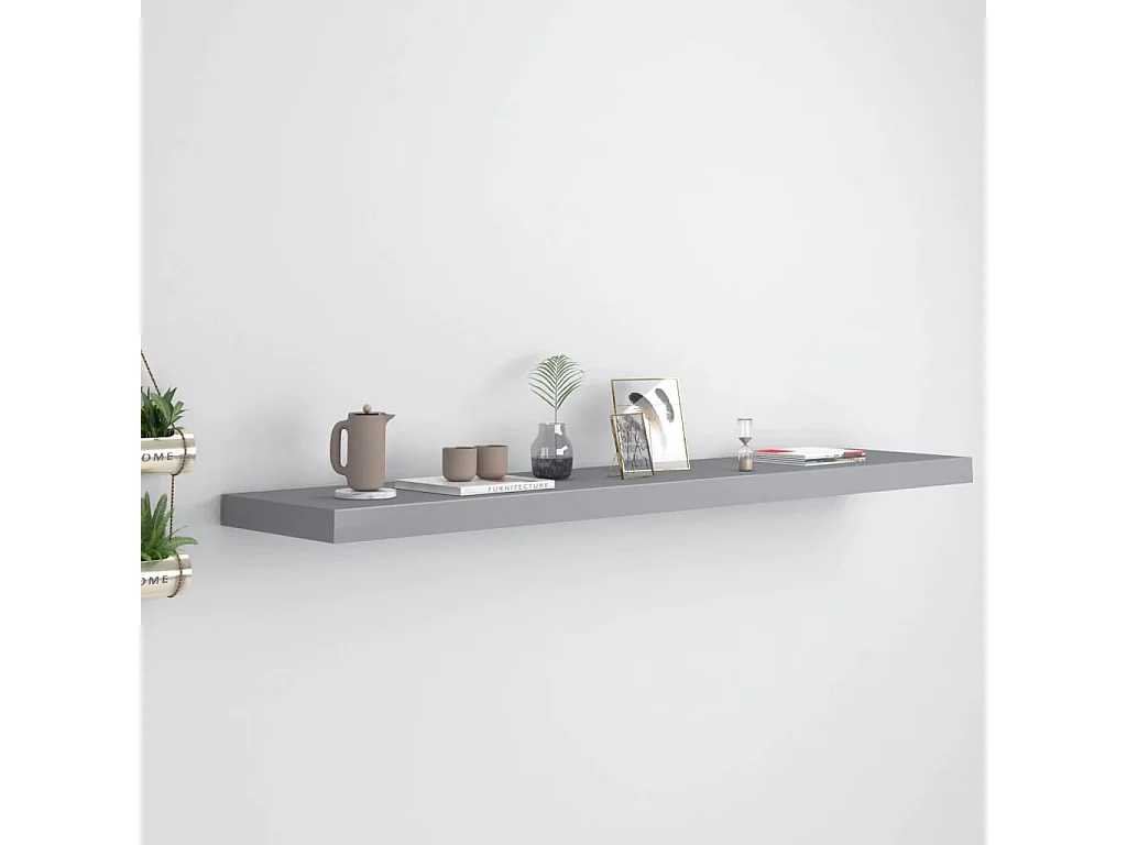Estante de pared de pared MDF gris 120x23,5x3,8 cm ES59662