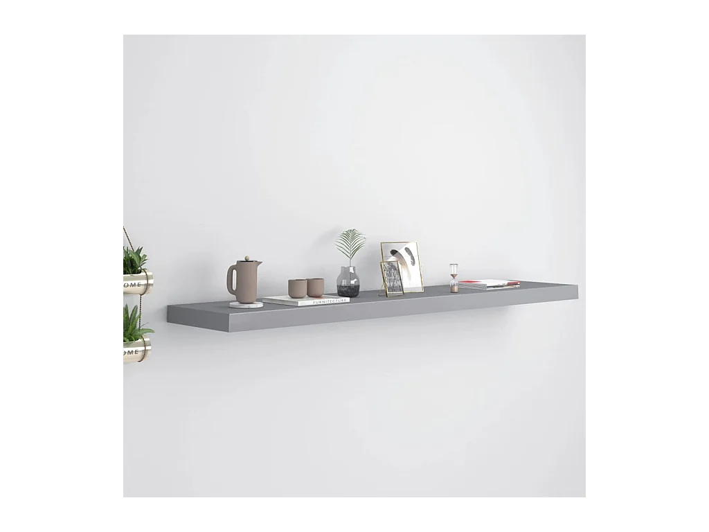 Étagère murale murale gris 120x23,5x3,8 cm MDF OFR17260 BonneVie Meuble
