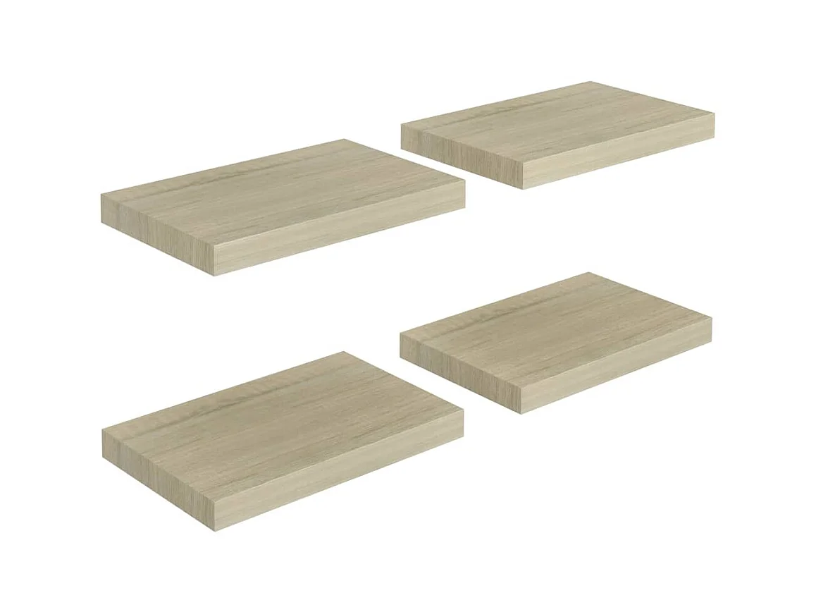 Prateleiras parede suspensas 4 pcs 40x23x3,8cm MDF cor carvalho PT180059