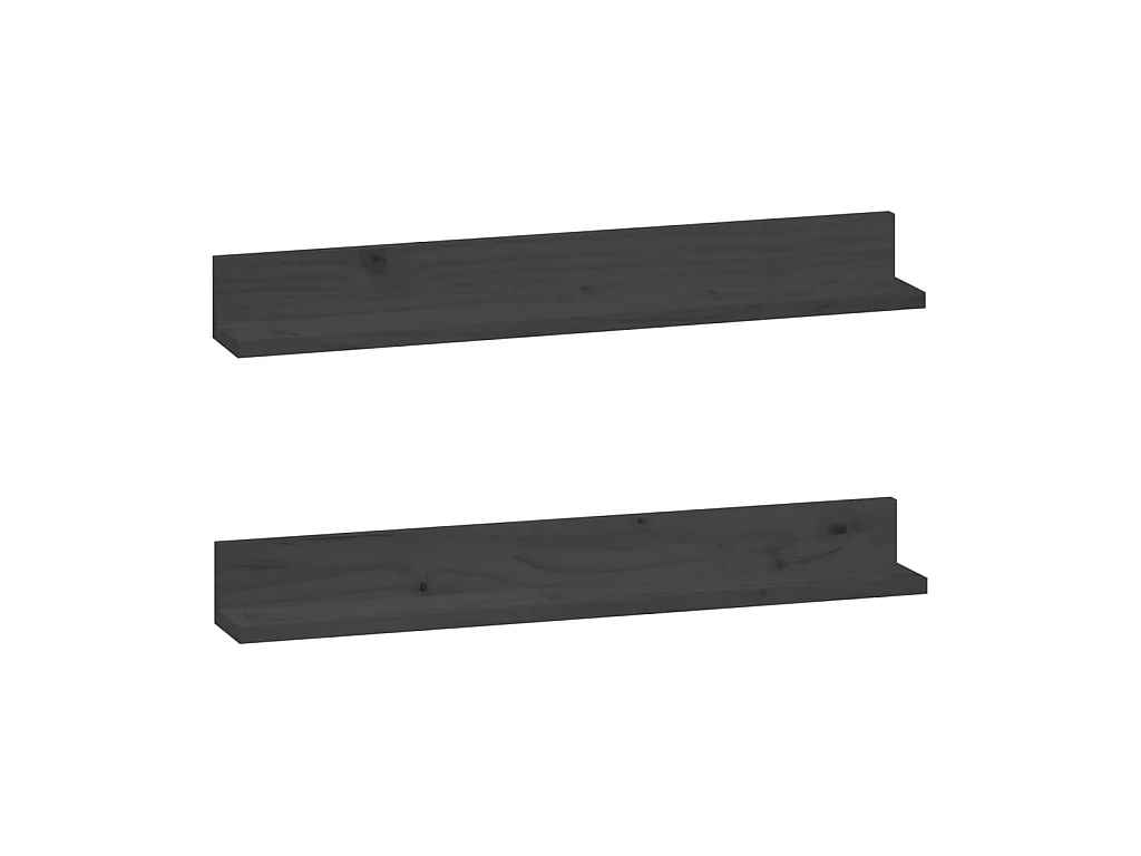 Wandkasten 2 st 80x11x9 cm massief grenenhout grijs NL113468