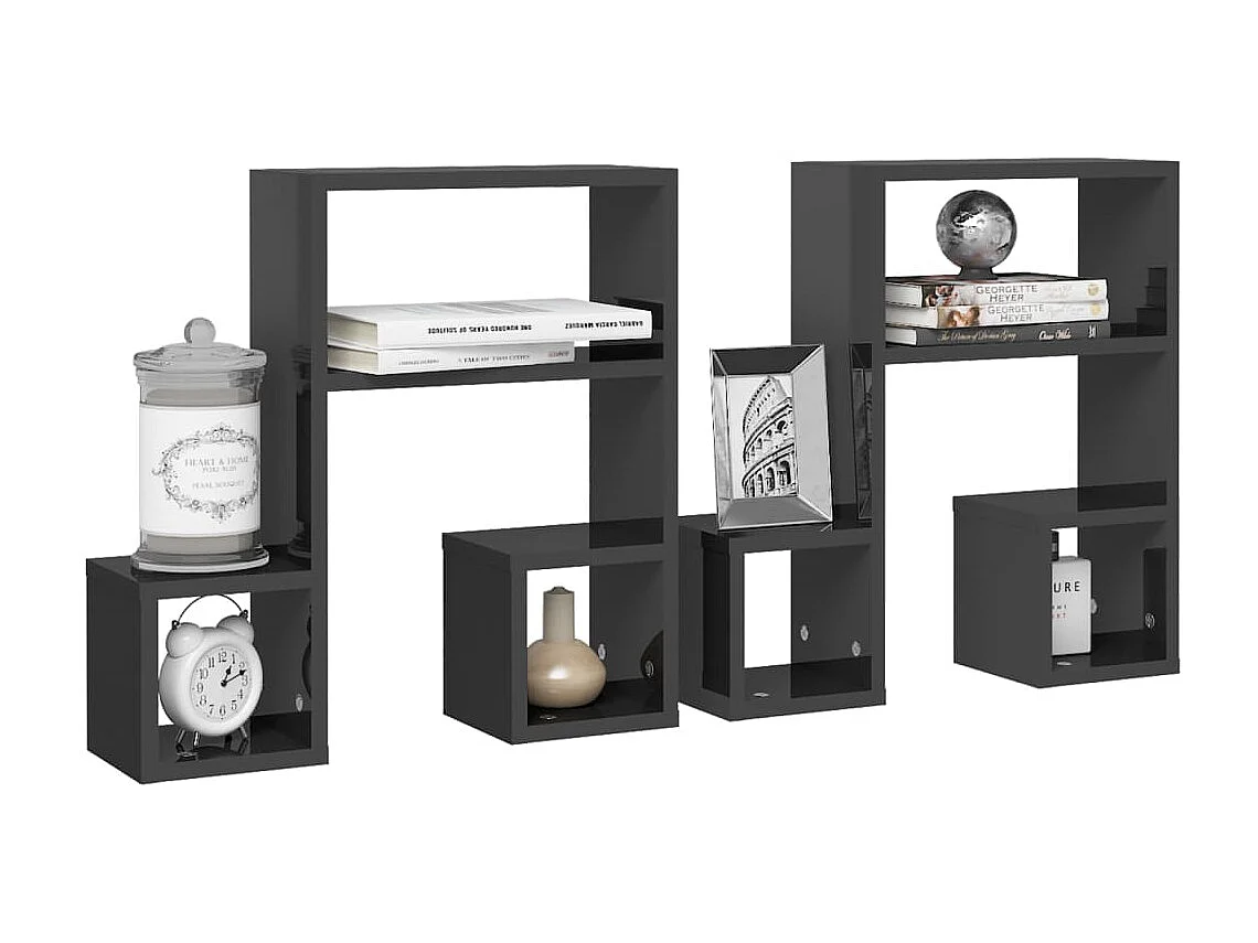 Étagères murales 2 pcs Gris brillant 50x15x50 cm Aggloméré OFR82273 BonneVie Meuble