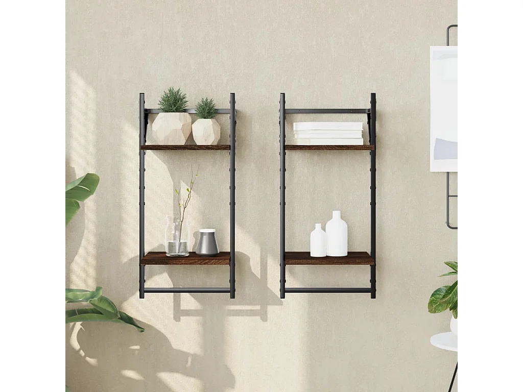 Estante 2 prat. c/ barras 2 pcs 30x25x65 cm carvalho castanho PT393004