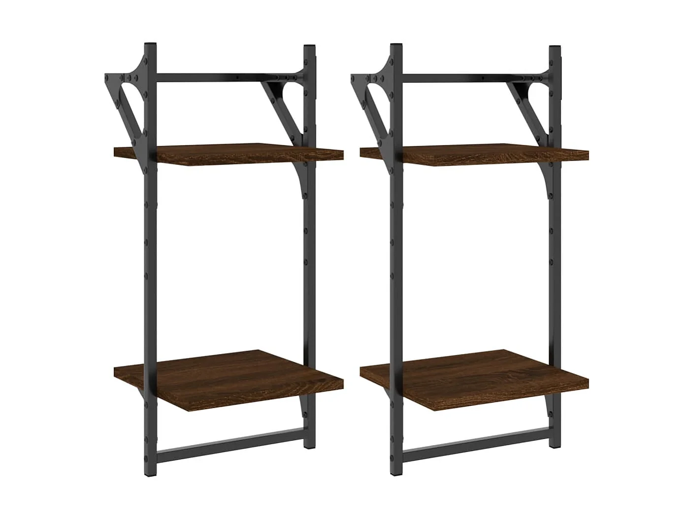 Étagères murales à 2 niveaux avec barres 2 pcs chêne marron OFR15542 BonneVie Meuble