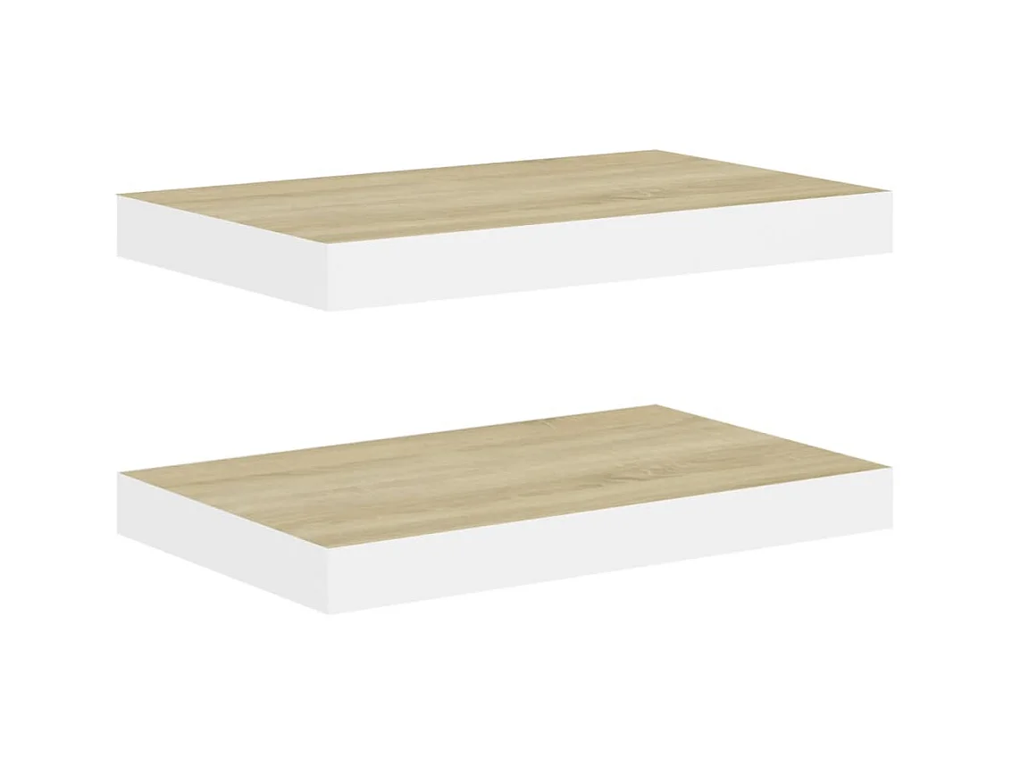 Prateleiras de parede 2 pcs 40x23x3,8 cm MDF carvalho e branco PT700723