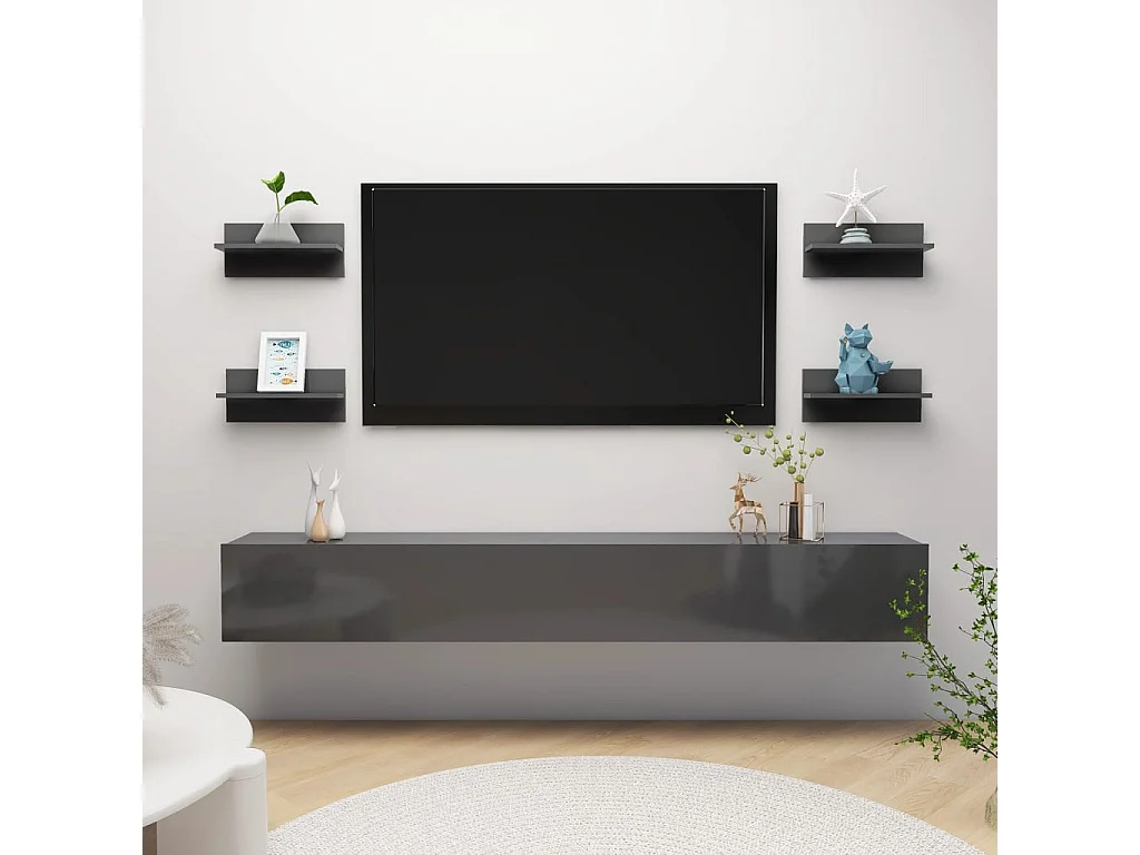 Estantes de pared 4 unidades gris brillo 40x11,5x18 cm ES47289