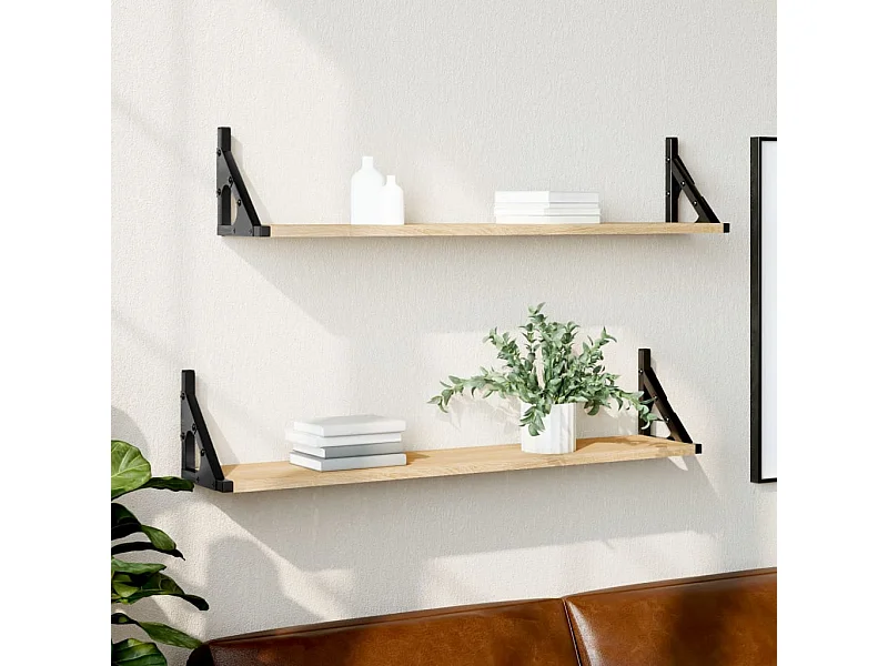 Estantes pared 2uds madera ingeniería roble Sonoma 80x15x15,5cm ES52116