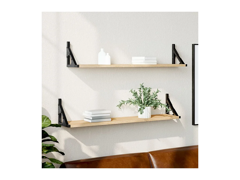 Estantes pared 2uds madera ingeniería roble Sonoma 80x15x15,5cm ES52116