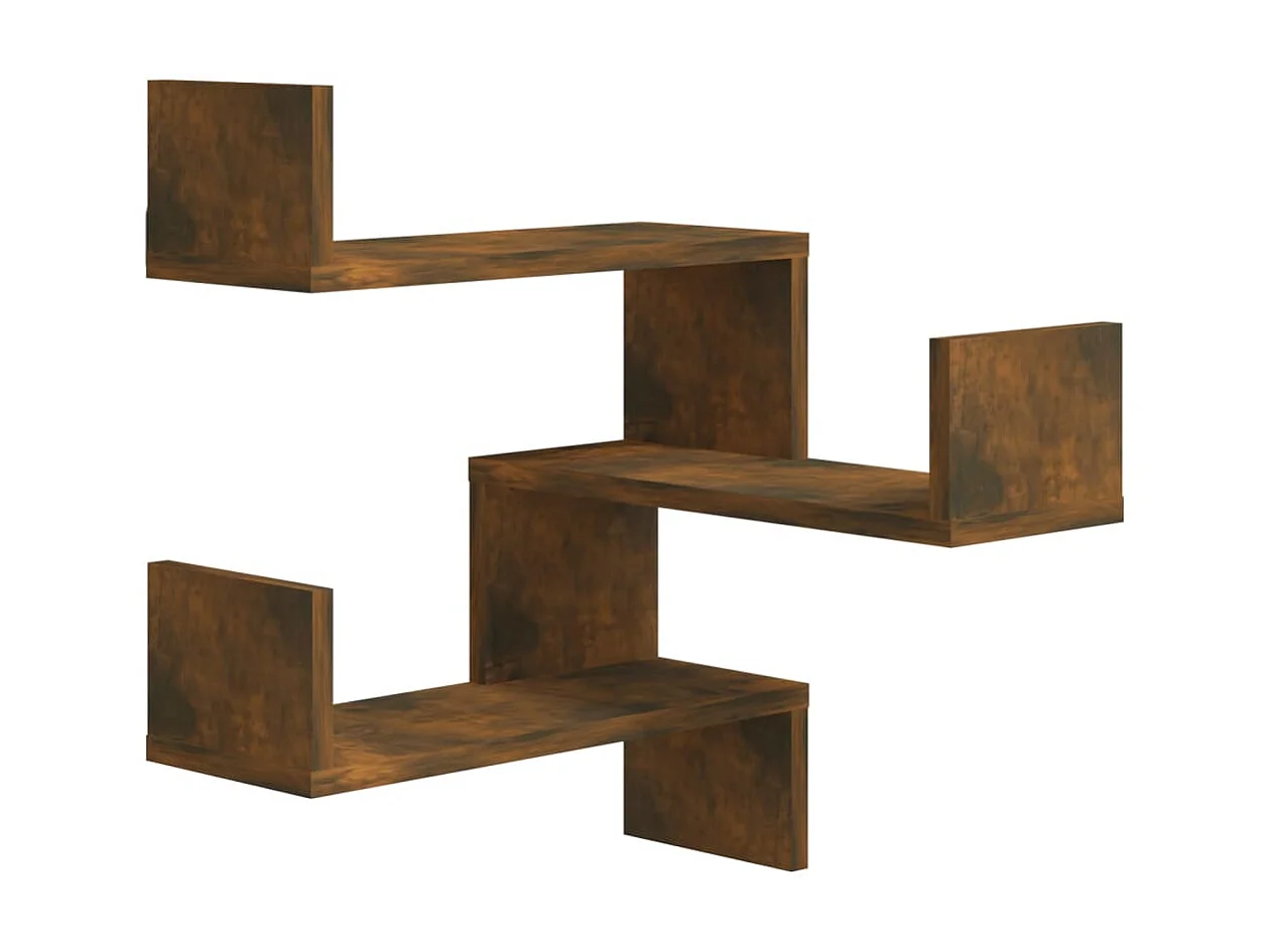 Étagères d'angle murales 2 pcs Chêne fumé 40x40x50 cm Bois OFR35879 BonneVie Meuble