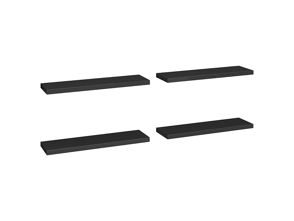 Prateleiras parede suspensas 4 pcs 90x23,5x3,8cm MDF preto PT837964