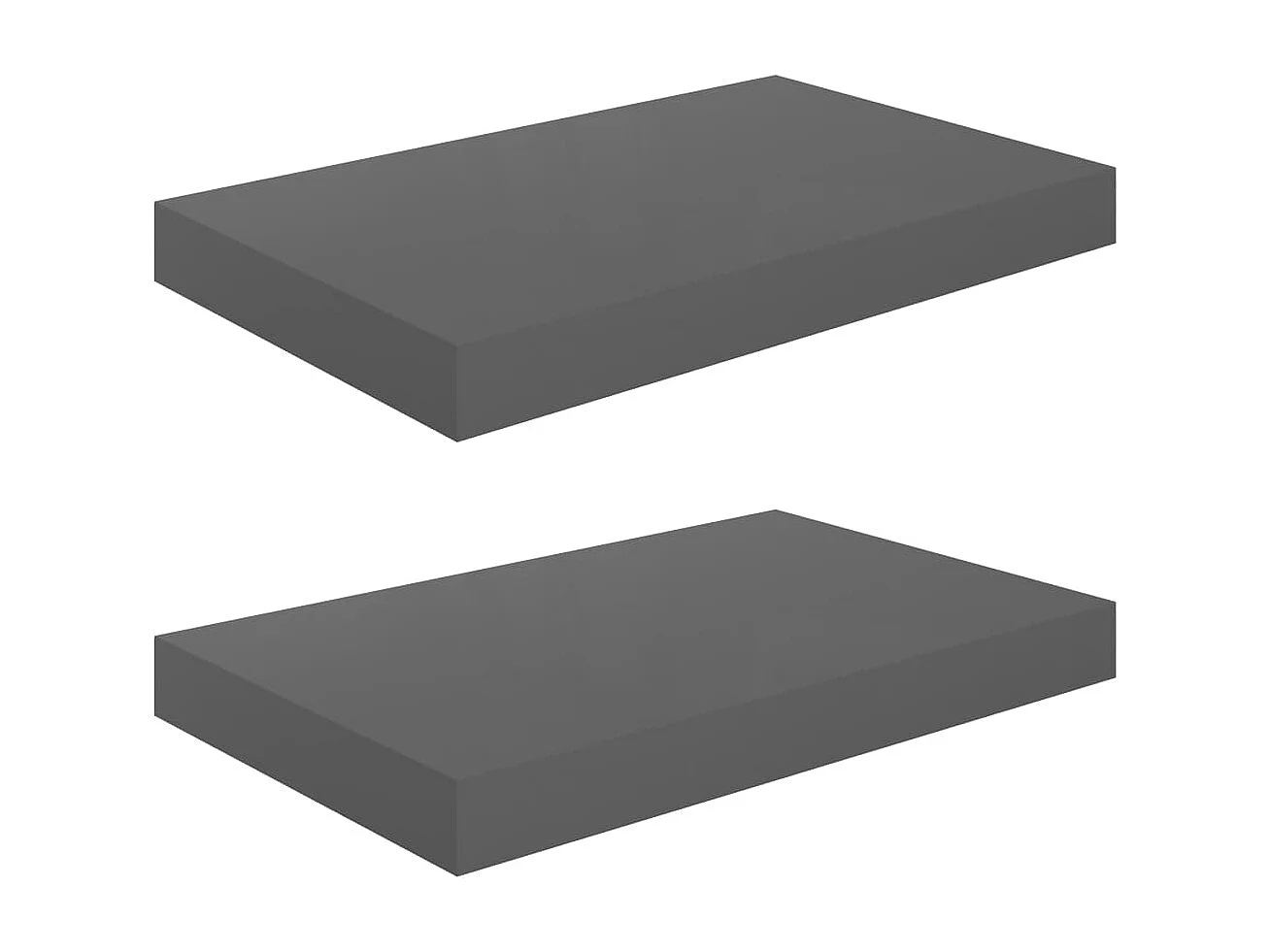 Étagère murale murale 2 pcs Gris brillant 40x23x3,8 cm MDF OFR25982 BonneVie Meuble