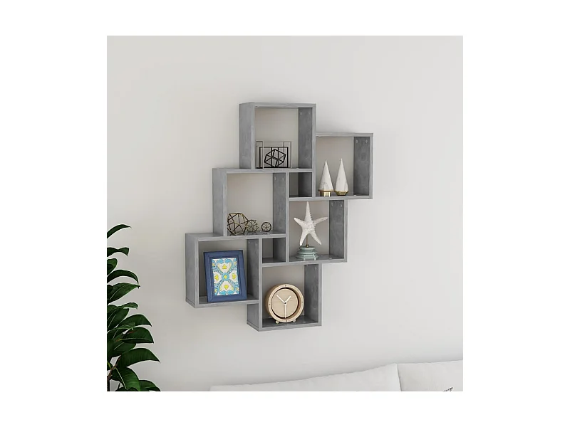 Étagère cube murale Gris béton 78x15x93 cm Aggloméré OFR49874 BonneVie Meuble