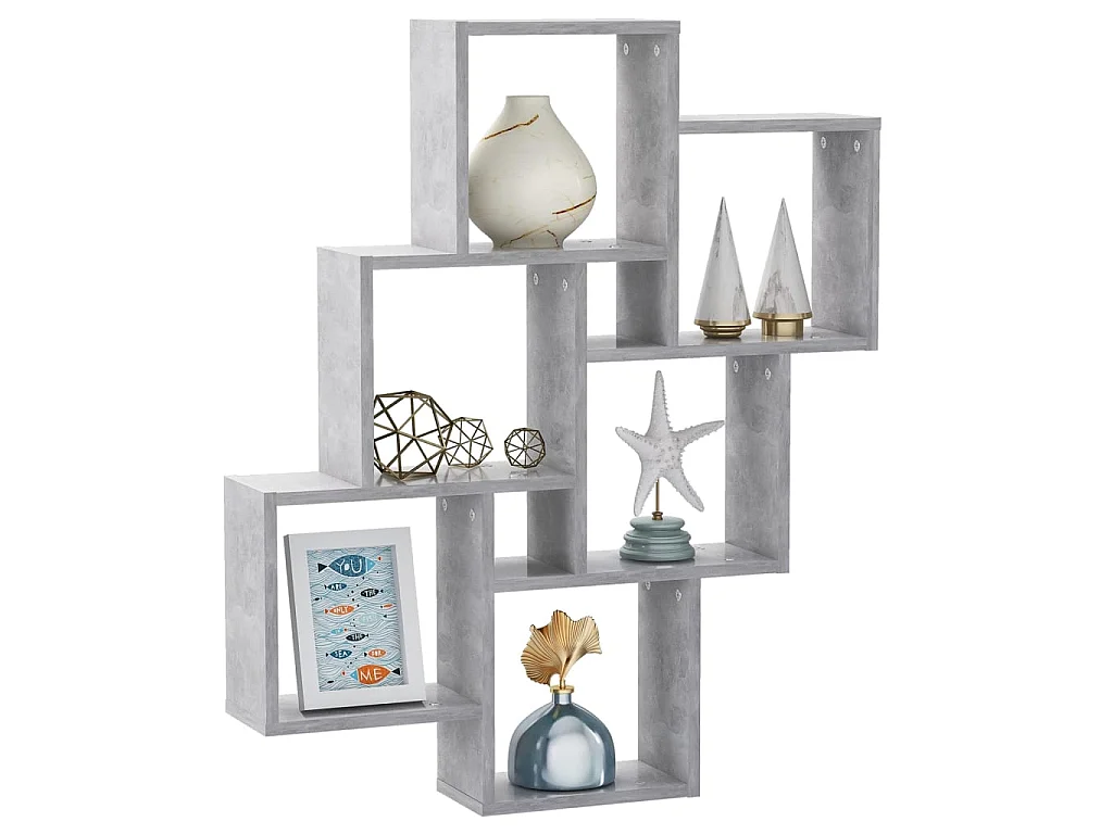 Étagère cube murale Gris béton 78x15x93 cm Aggloméré OFR49874 BonneVie Meuble