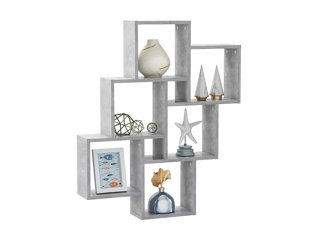 Mensola Parete Cubo Grigio Cemento 78x15x93cm Legno Multistrato CFW50882