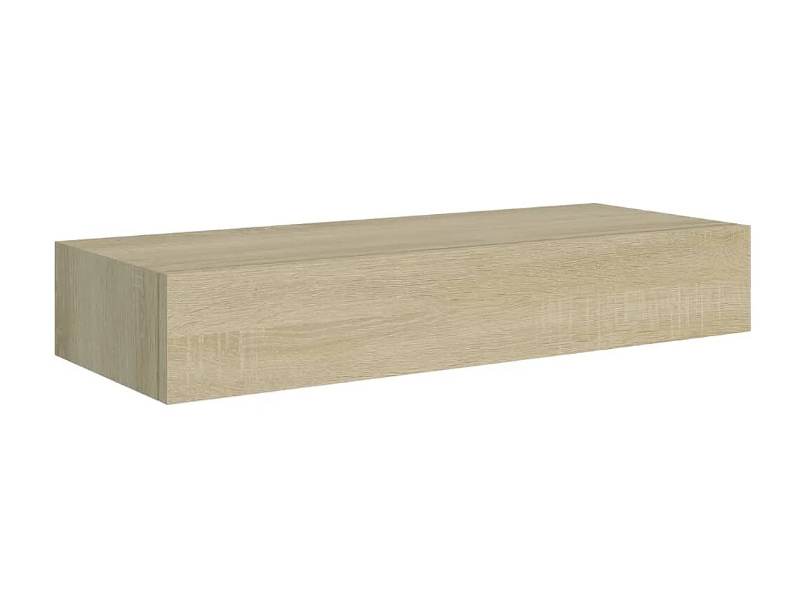Estantes de pared con cajón 2 uds MDF roble 60x23,5x10 cm ES96127