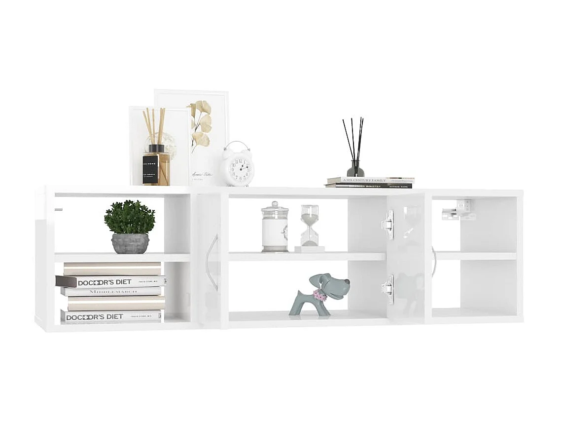 Étagère murale Blanc brillant 102x30x29 cm Aggloméré OFR63462 BonneVie Meuble