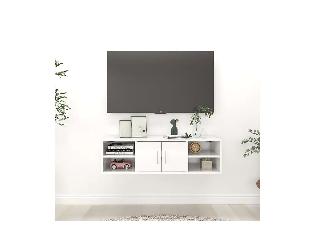 Étagère murale Blanc brillant 102x30x29 cm Aggloméré OFR63462 BonneVie Meuble