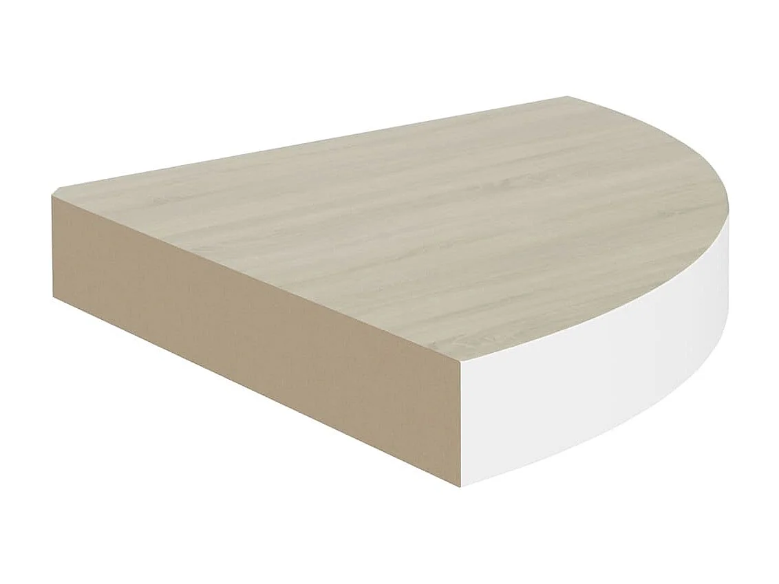 Étagères d'angle murales 2 pcs Chêne et blanc 25x25x3,8 cm MDF OFR30711 BonneVie Meuble