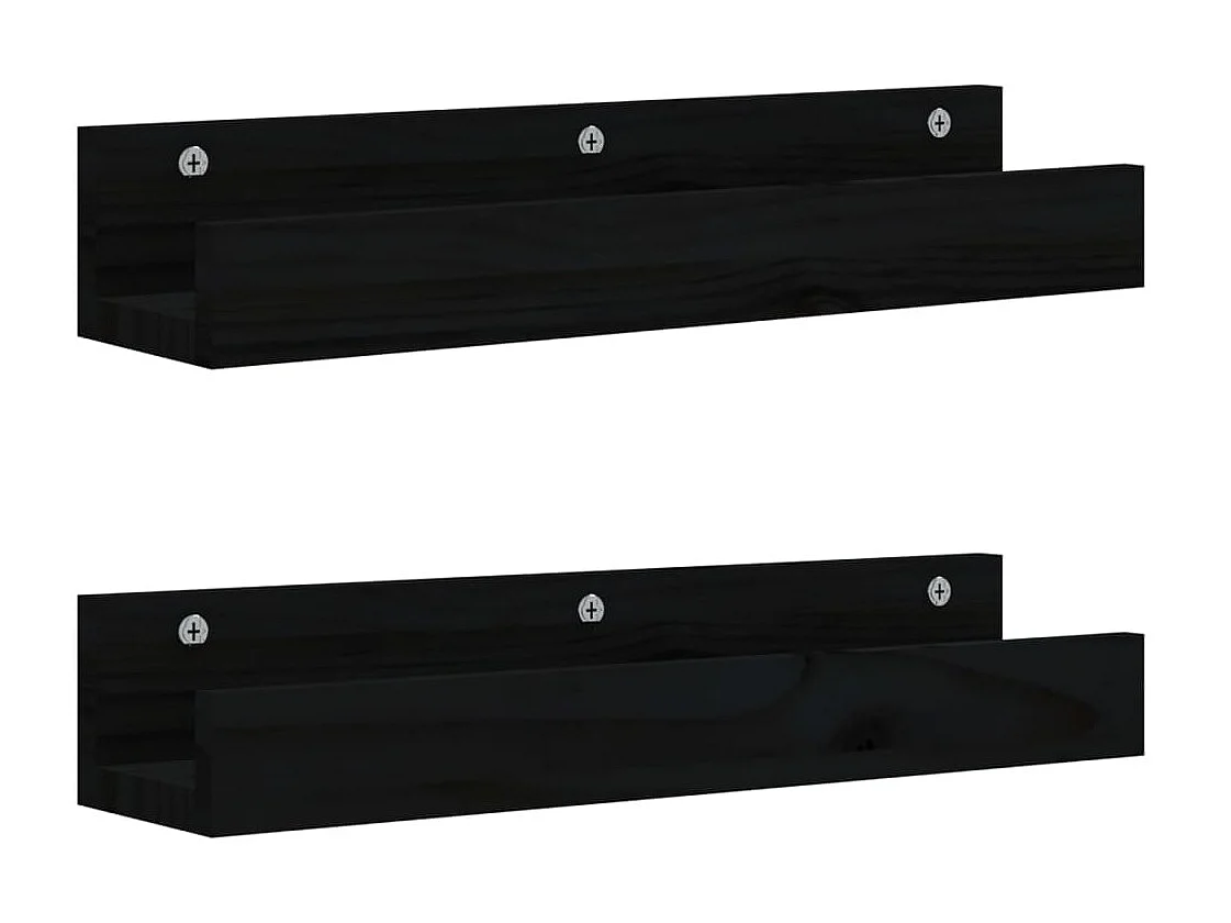 Prateleiras de parede 2 pcs 50x12x9 cm pinho maciço preto PT631387