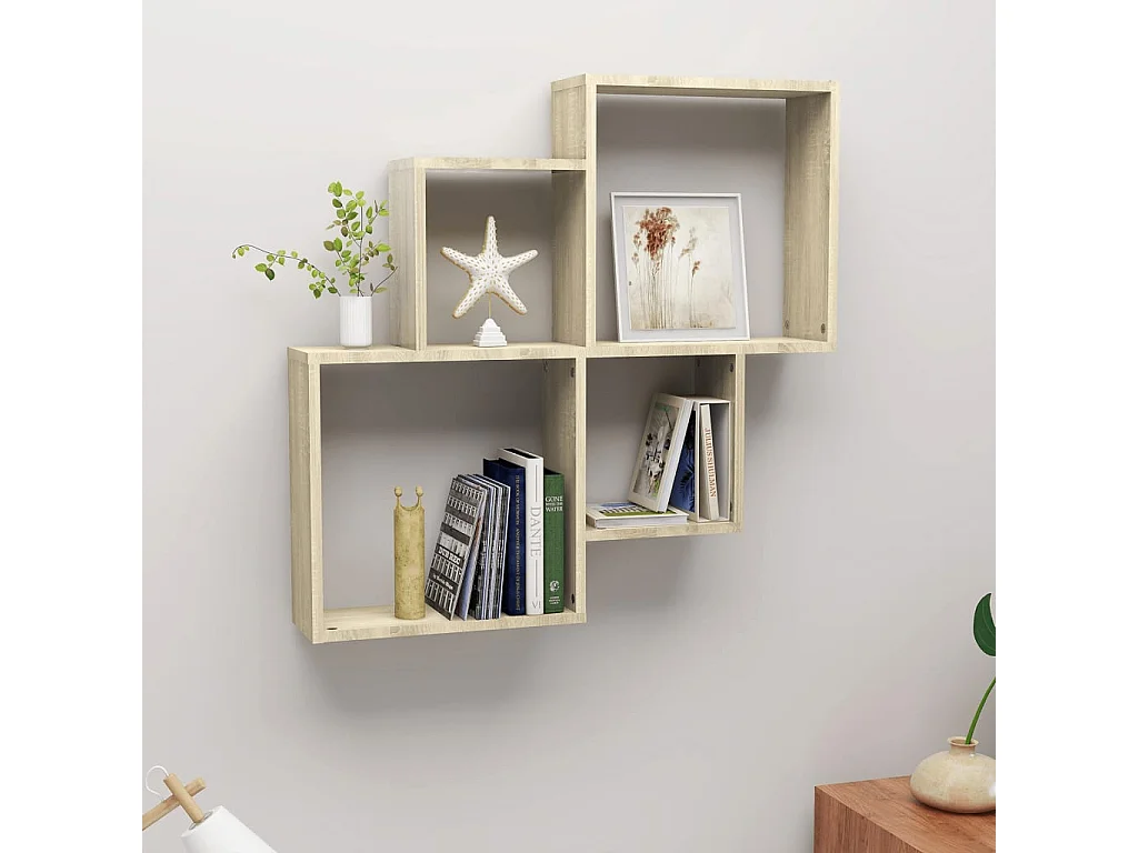 Étagère cube murale Chêne sonoma 80x15x78,5 cm Aggloméré OFR69410 BonneVie Meuble