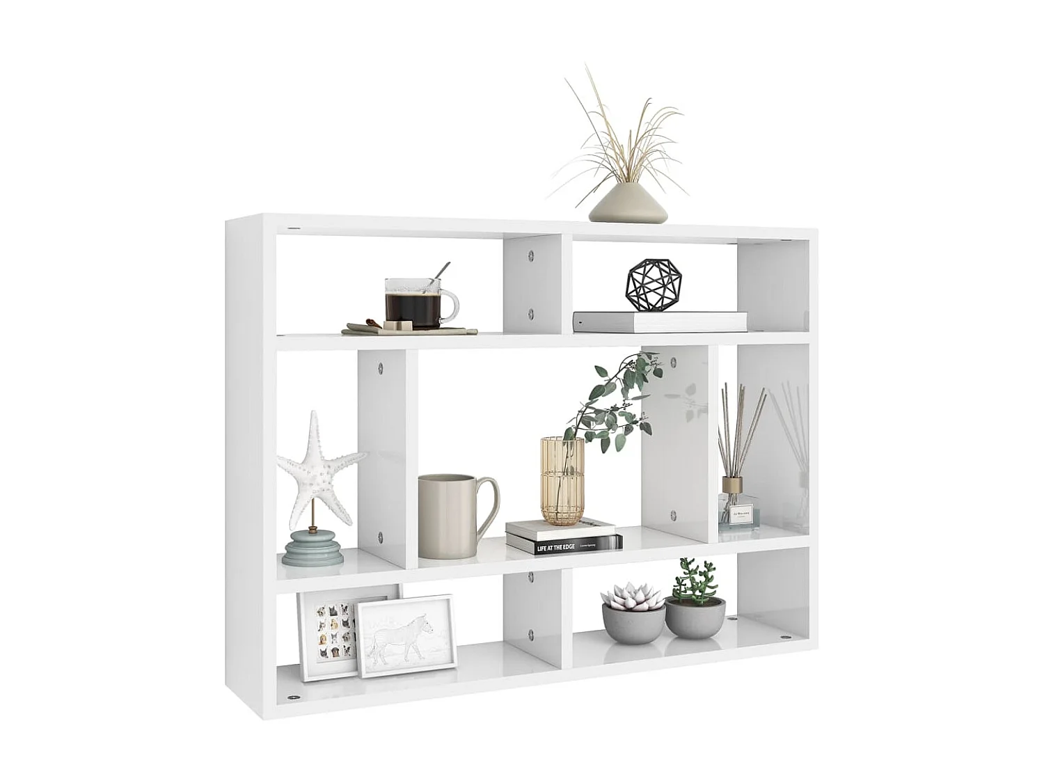 Étagère murale Blanc brillant 75x16x55 cm Aggloméré OFR33342 BonneVie Meuble