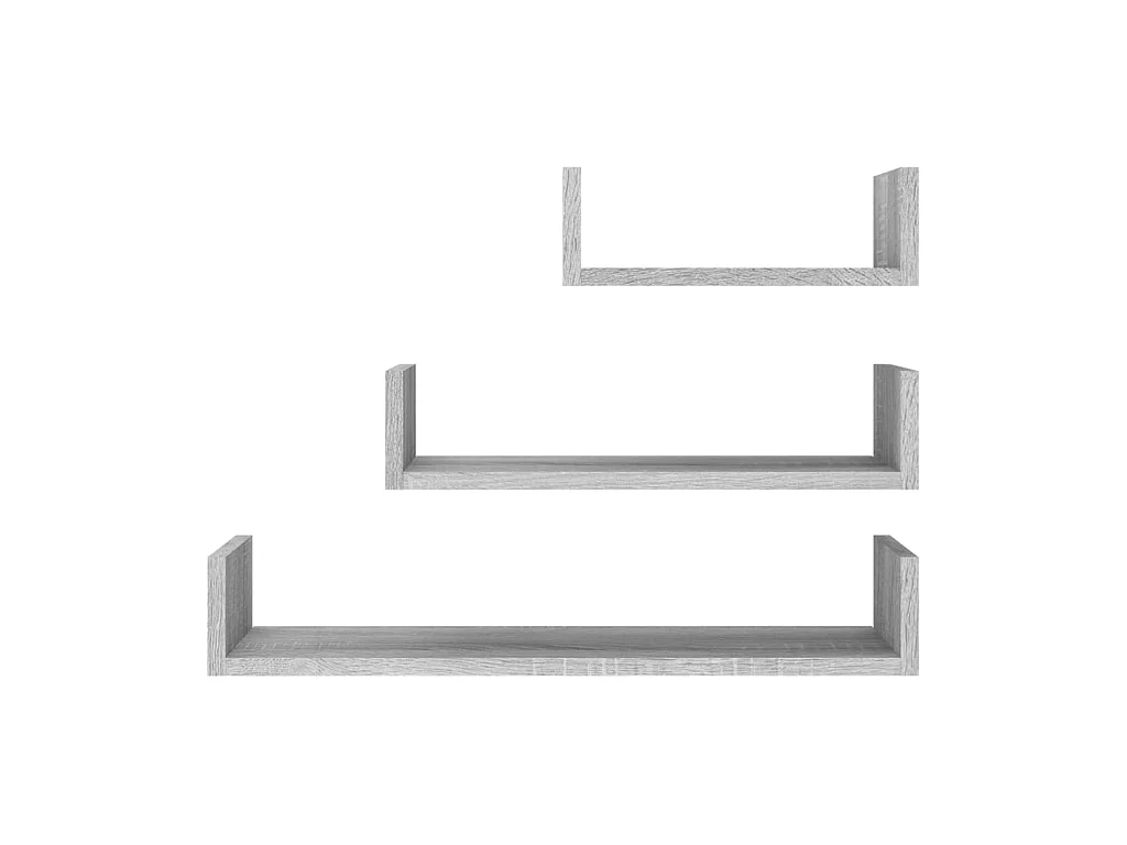 Wandschappen 3 st bewerkt hout grijs sonoma eikenkleurig NL870382