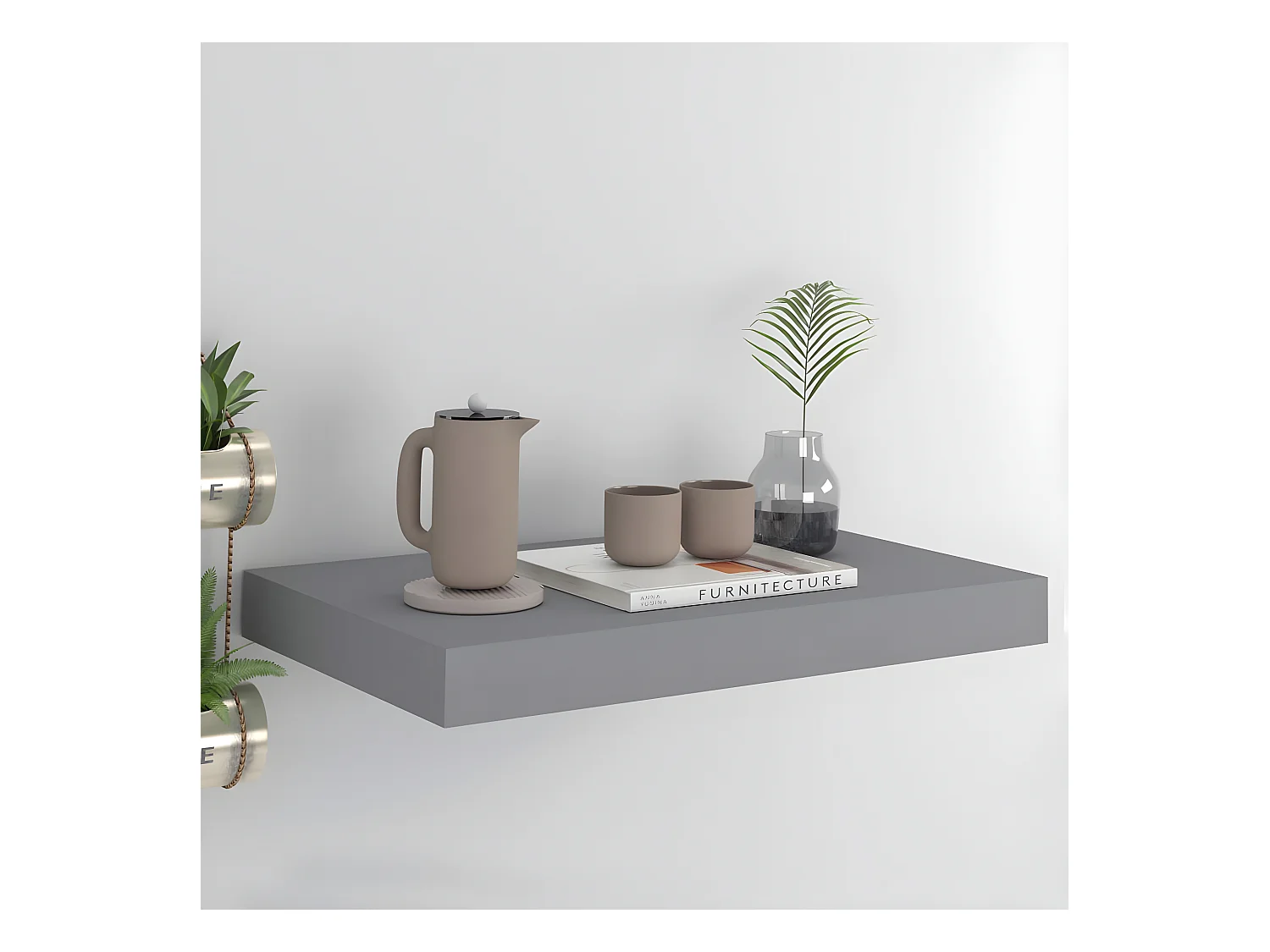 Étagère murale murale gris 40x23x3,8 cm MDF OFR97271 BonneVie Meuble