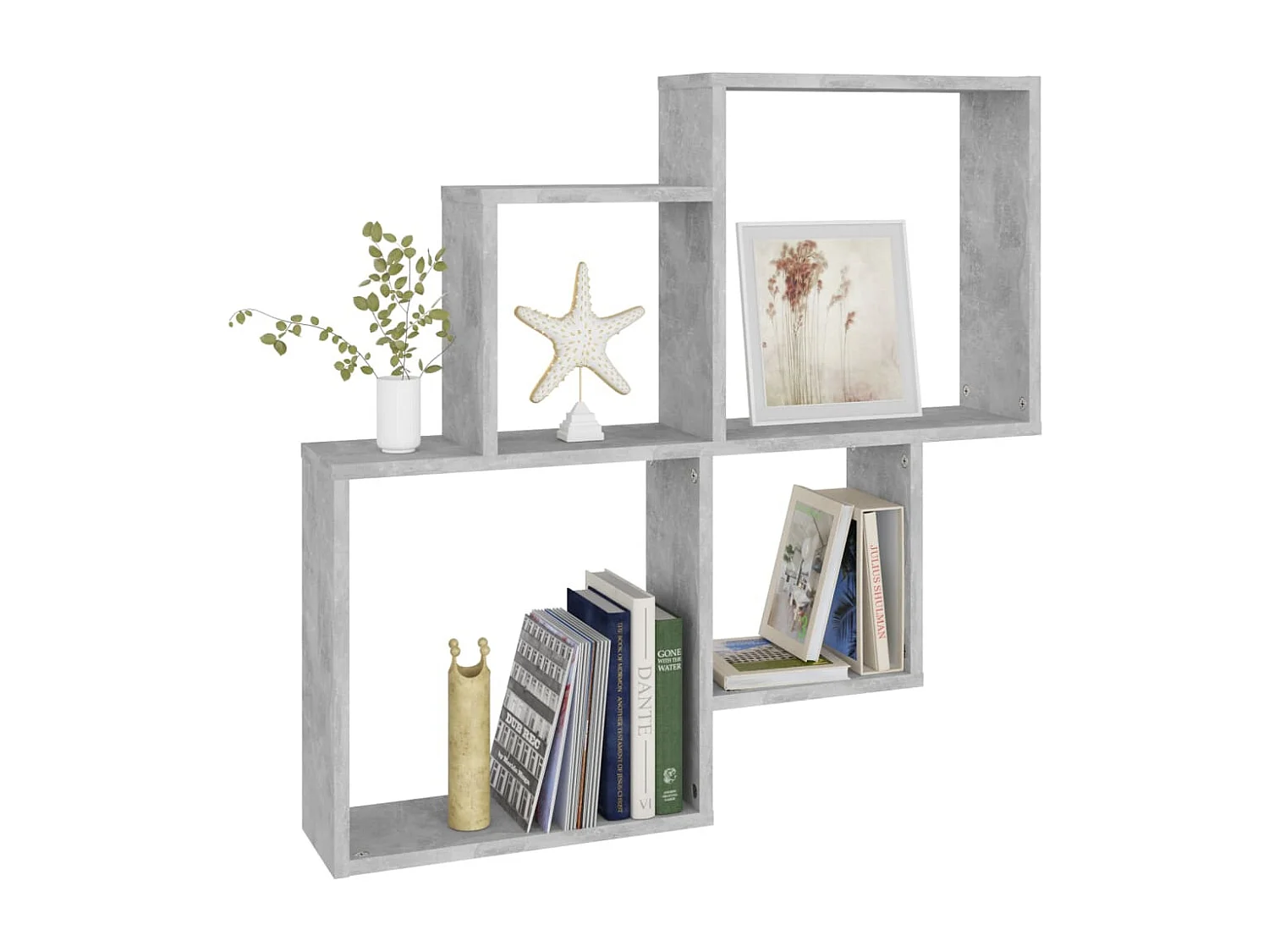 Étagère cube murale Gris béton 80x15x78,5 cm Aggloméré OFR25323 BonneVie Meuble