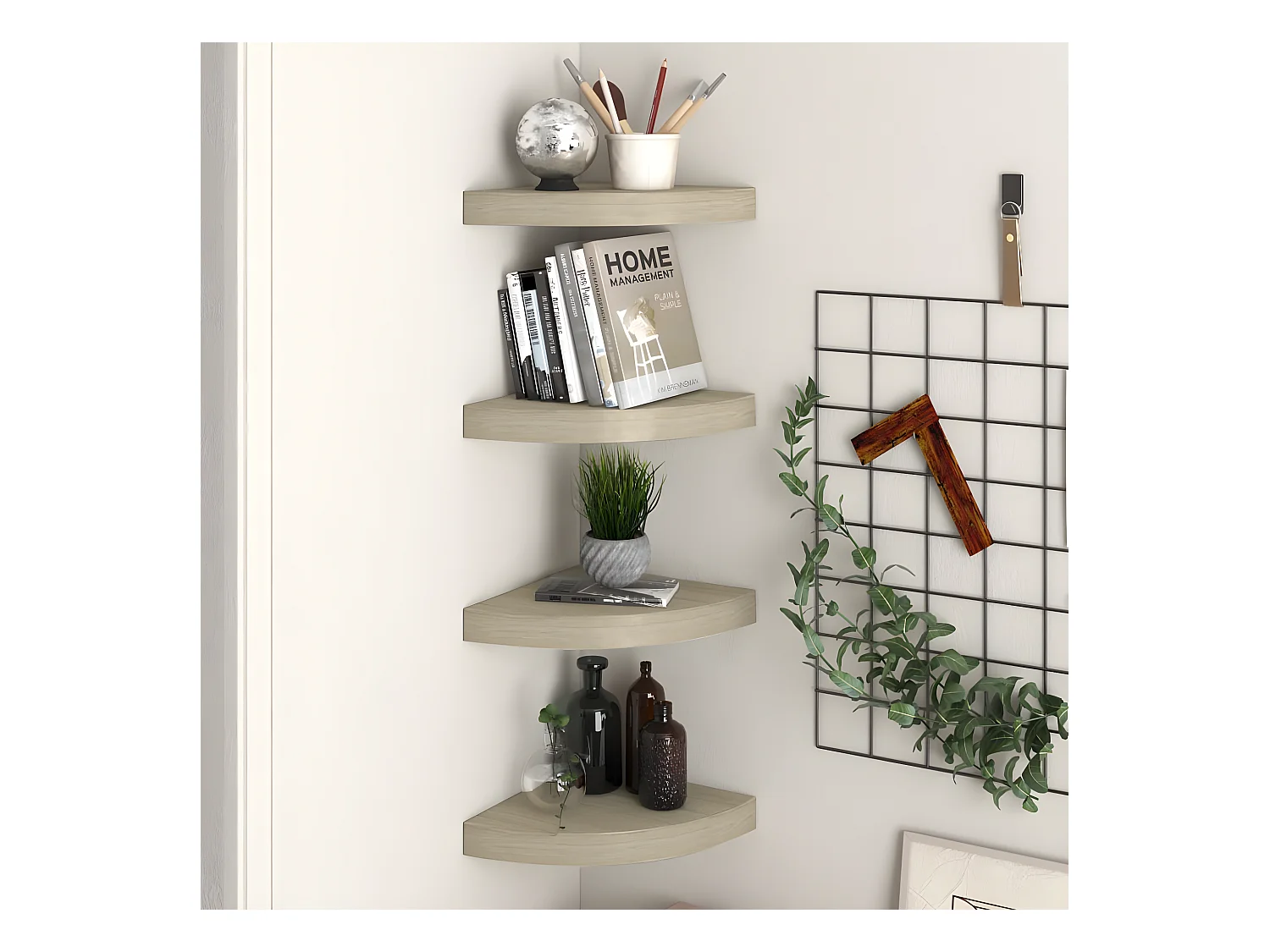 Étagères d'angle murales 4 pcs chêne 25x25x3,8 cm MDF OFR57459 BonneVie Meuble
