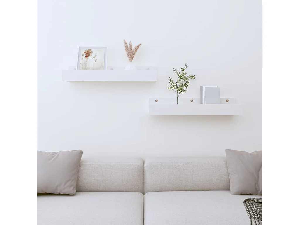 Étagères murales 2 pcs Blanc 50x12x9 cm Bois de pin massif OFR78846 BonneVie Meuble
