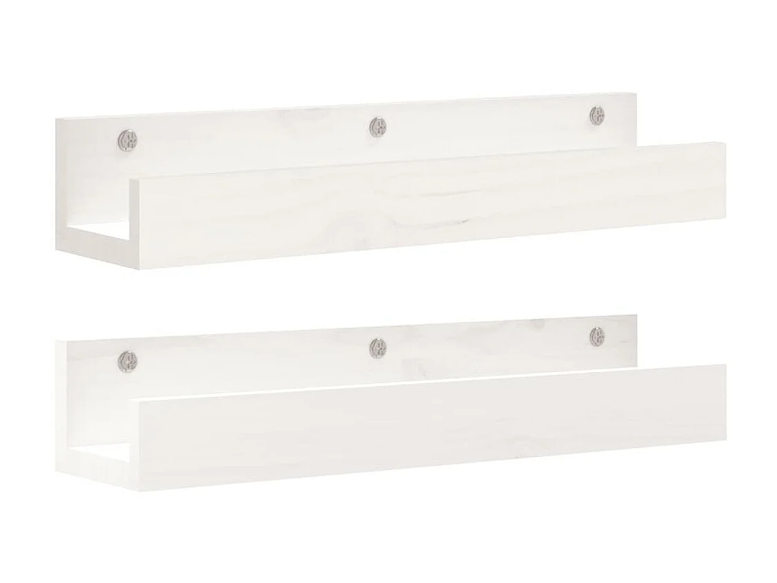 Étagères murales 2 pcs Blanc 50x12x9 cm Bois de pin massif OFR78846 BonneVie Meuble