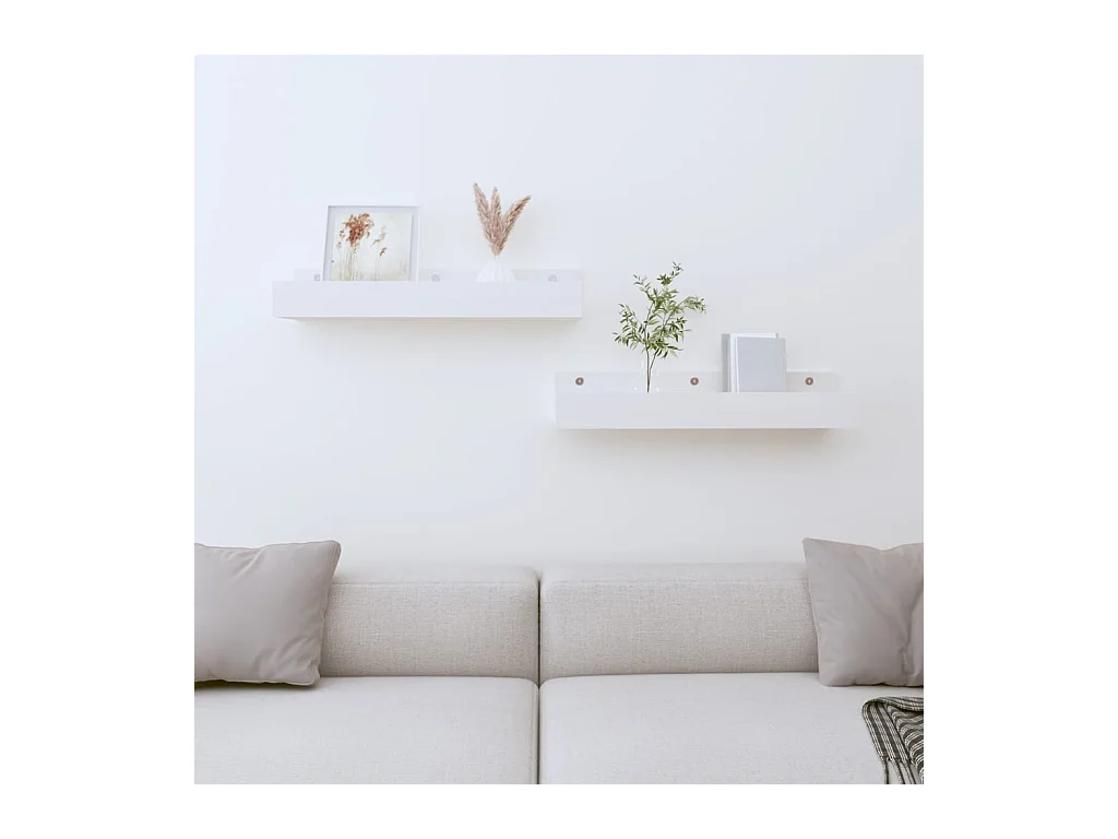 Étagères murales 2 pcs Blanc 50x12x9 cm Bois de pin massif OFR78846 BonneVie Meuble