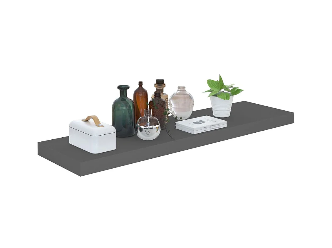 Wandschap zwevend 90x23,5x3,8 cm MDF hoogglans grijs NL609010