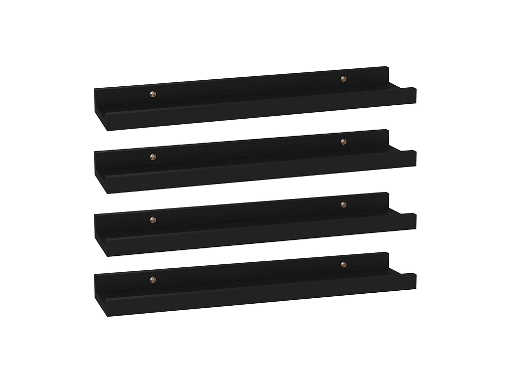 Estantes de pared 4 unidades negro 40x9x3 cm ES43539
