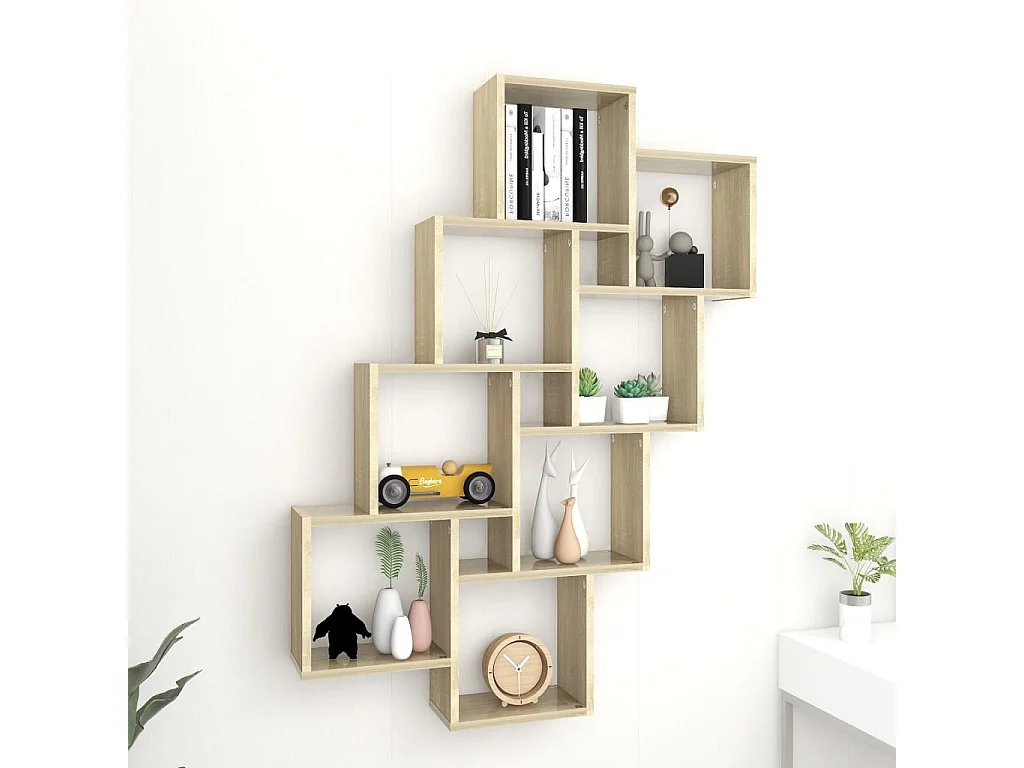 Étagère cube murale Chêne sonoma 90x15x119 cm Aggloméré OFR23723 BonneVie Meuble