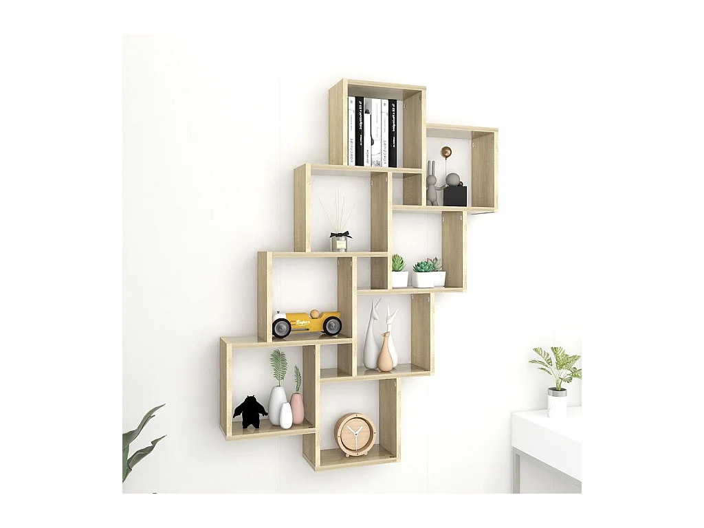 Étagère cube murale Chêne sonoma 90x15x119 cm Aggloméré OFR23723 BonneVie Meuble