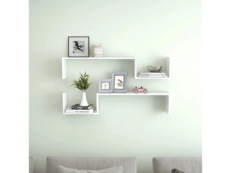Étagères murales 2 pcs Blanc 100x15x20 cm Aggloméré OFR85093 BonneVie Meuble