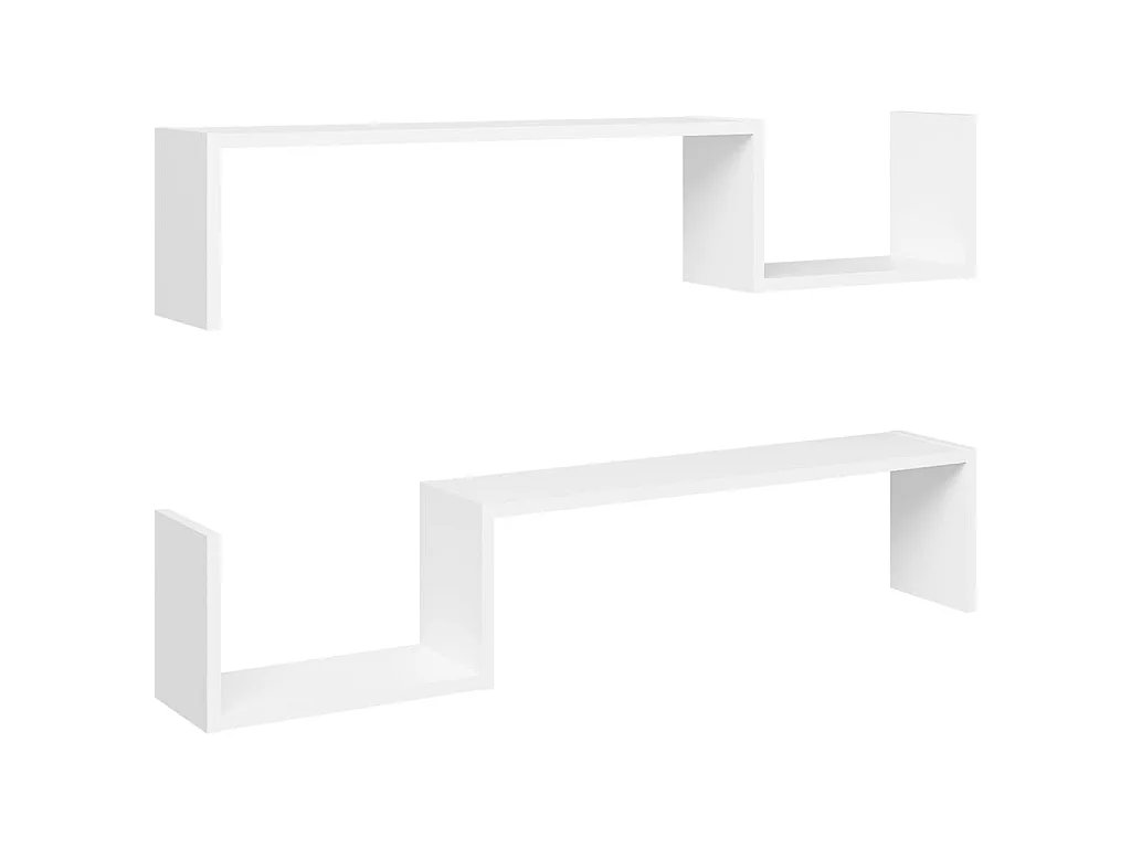 Estantes de parede 2 pcs 100x15x20 cm derivados madeira branco PT328707