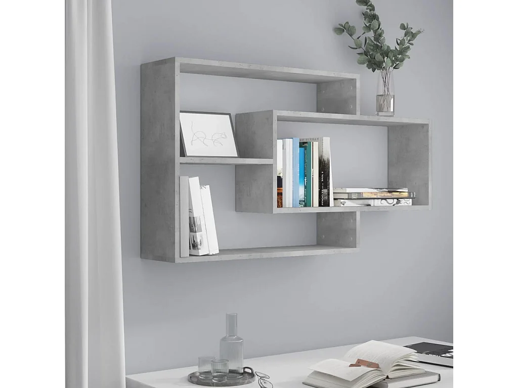 Étagères murales Gris béton 104x20x58,5 cm Aggloméré OFR29169 BonneVie Meuble