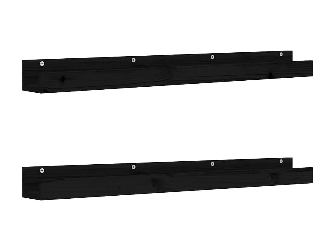 Prateleiras de parede 2 pcs 110x12x9 cm pinho maciço preto PT885916
